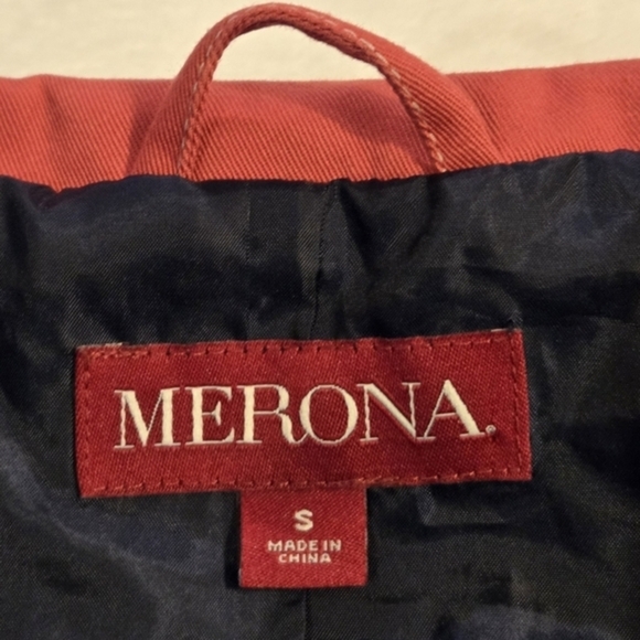 Merona Women's Button Down Dark Pink Rain Trench Coat Size Small - Picture 10 of 16